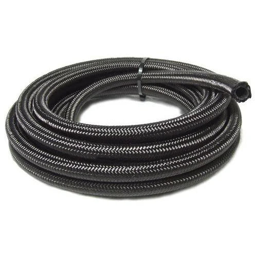 20ft Roll of Black Red Nylon Braided Flex Hose; AN Size: -6; Hose ID: 0.34